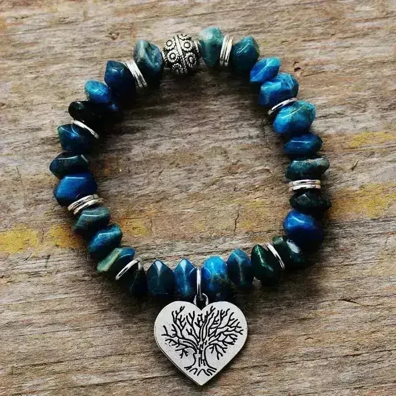 Tree of Life Apatite Bracelet – Natural Stone Vegan Jewelry